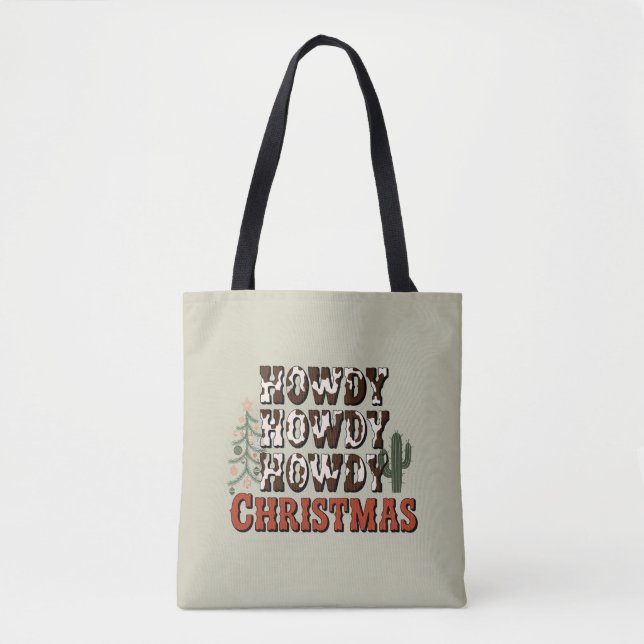 Bolso De Tela Howdy Howdy Navidades Familia Navidad Fiesta Regal (Anverso)