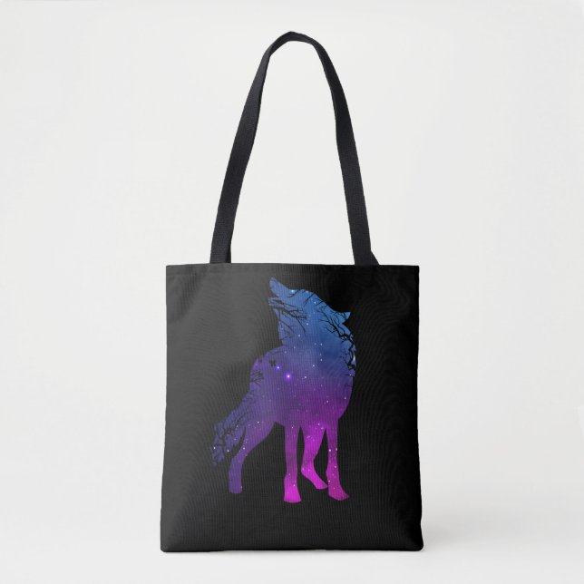 Bolso De Tela Howling Wolf Silhouette Wolves Forest Animal (Anverso)