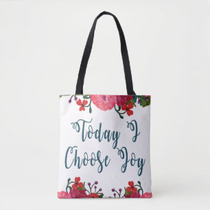 Bolso De Tela Hoy Elijo Alegría Flores acuáticas