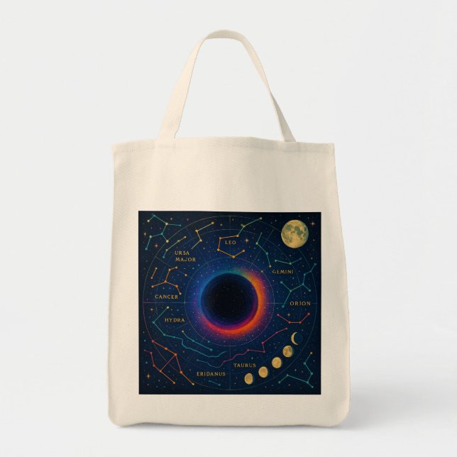 Bolso De Tela Hueco negro cósmico y arte de constelaciones - Cel (Frente)