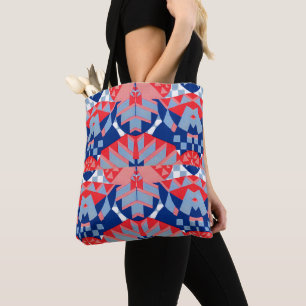 Bolso De Tela huella abstracta roja y azul #1