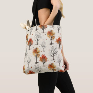 Bolso De Tela Huella botánica acogedora de árboles otoñales
