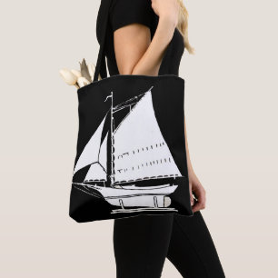 Bolso De Tela huella de silueta de barco de vela