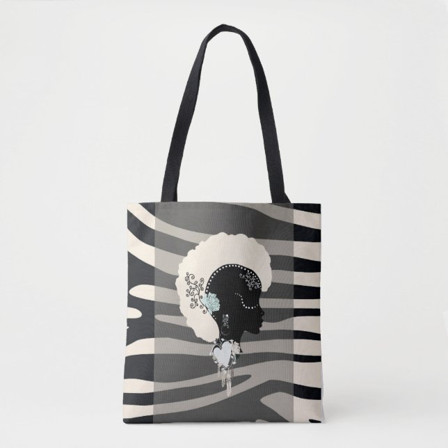 Bolso De Tela Huella de zebra estampado animal safari a Tote de  (Anverso)