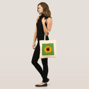 Bolso De Tela Huella verde del mar del girasol Impresión de la b