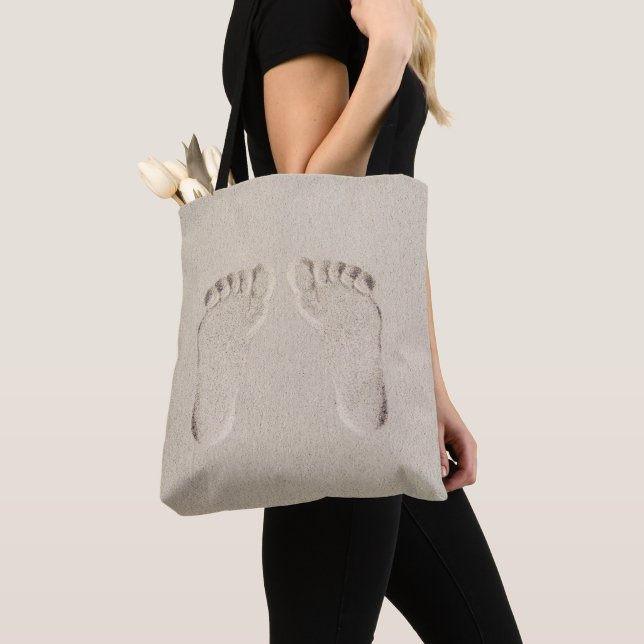 Bolso De Tela Huellas de descalzo en arena (Detalle)