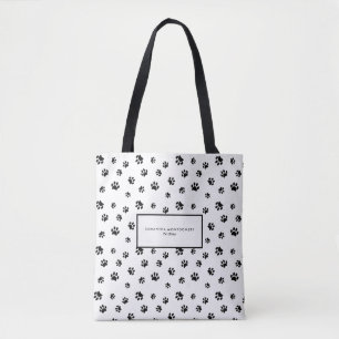 Bolso De Tela Huellas de Garra Negras Cuidadora de Mascotas Prof