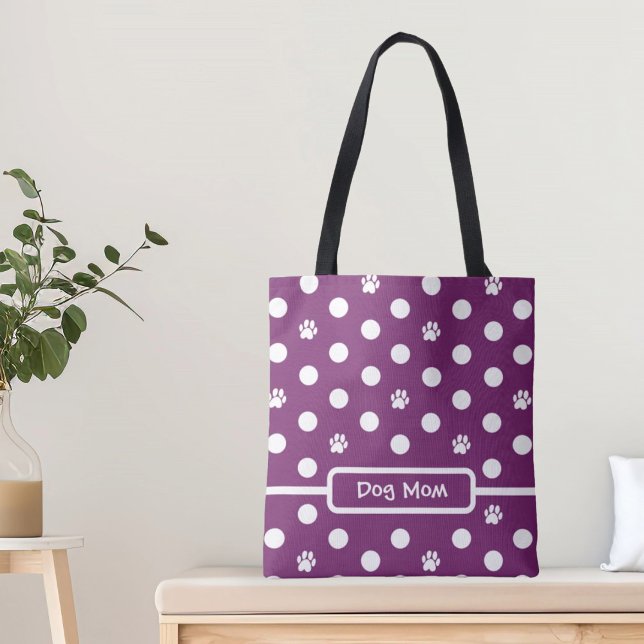 Bolso De Tela Huellas de patas de lunares blancos Personaliza mo (Subido por el creador)