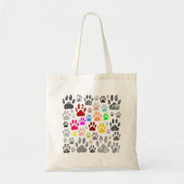 Bolso De Tela Huellas de patas de perro coloridas y desgastadas