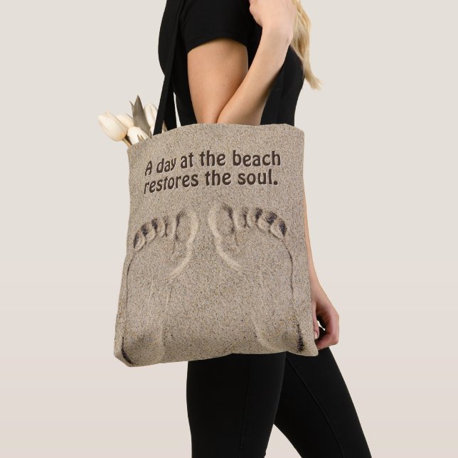 Bolso De Tela Huellas en arena con cita (Detalle)
