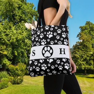 Bolso De Tela Huellas en Blanco y Negro Signature
