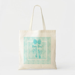 Bolso De Tela Huellas lindas Blue Ribbon del bebé