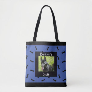 Bolso De Tela Hueso de perro azul personalizado de la foto del