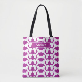 Bolso De Tela Hueso de Perro Personalizado Rosa Blanco Moderno