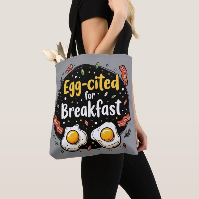 Bolso De Tela Huevo citado para Desayuno Funny Foodie Pun Design (Detalle)