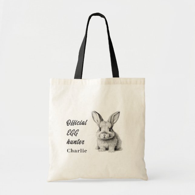 Bolso De Tela Huevo de conejo de Pascua Caza Tote de niño (Frente)