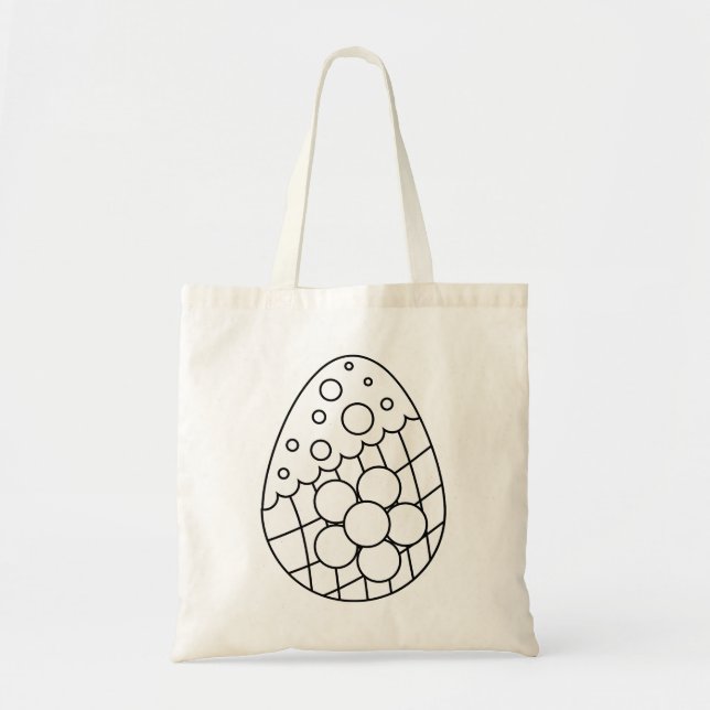 Bolso De Tela Huevo de Pascua con flores y puntos (Frente)