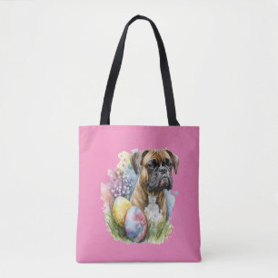 Bolso De Tela Huevo de Pascua de Boxer, Feliz Boxer de Pascua