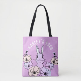 Bolso De Tela Huevo de Pascua de Flor de Bunny Colorido