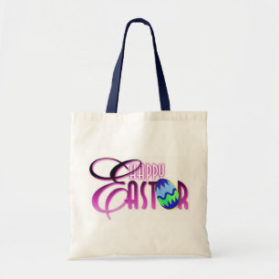 Bolso De Tela Huevo de Pascua feliz púrpura