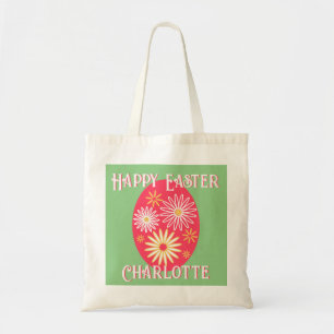 Bolso De Tela Huevo de Pascua Personalizado Floral Moderna