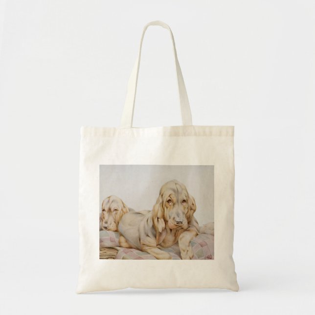Bolso De Tela Huevos blancos, perros cachorros de EJ Detmold (Frente)