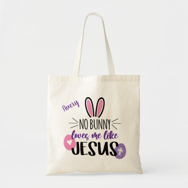 Bolso De Tela Huevos de conejito de Pascua, Jesús Me Ama Persona (Frente)