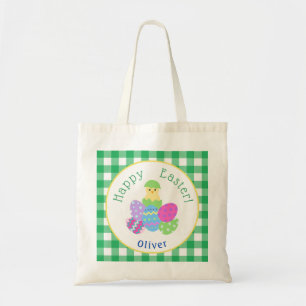 Bolso De Tela Huevos De Pascua Coloreados Verde Check Caza De Pa