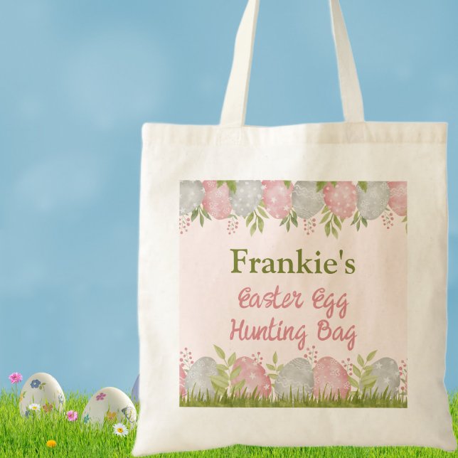 Bolso De Tela Huevos de pascua de Personalizable dulce Egg-stra (Egg-stra Sweet Personalized Easter Egg Hunt Bag)