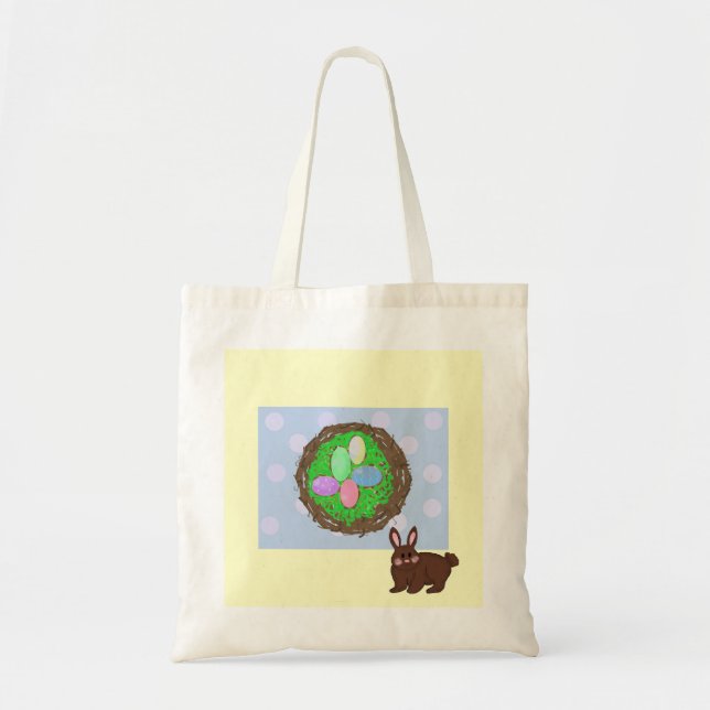 Bolso De Tela Huevos de Pascua y un pequeño conejo (Frente)
