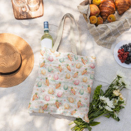 Bolso De Tela Huevos de Pascua y Zanahorias Patrón Acuarela Past