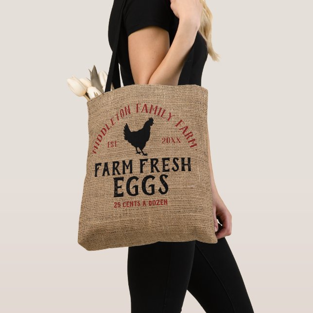 Bolso De Tela Huevos frescos de granja (Detalle)