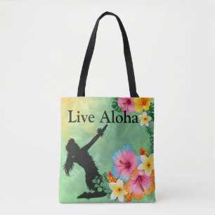 Bolso De Tela Hula Dancer Live Aloha Flores Tropicales