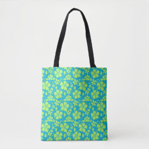 BOLSO DE TELA HULA HAWAIANA (HIBISCO) LIMA VERDE