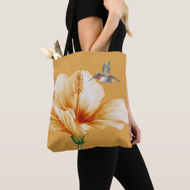Bolso De Tela Hummingbird e Hibiscus (Detalle)