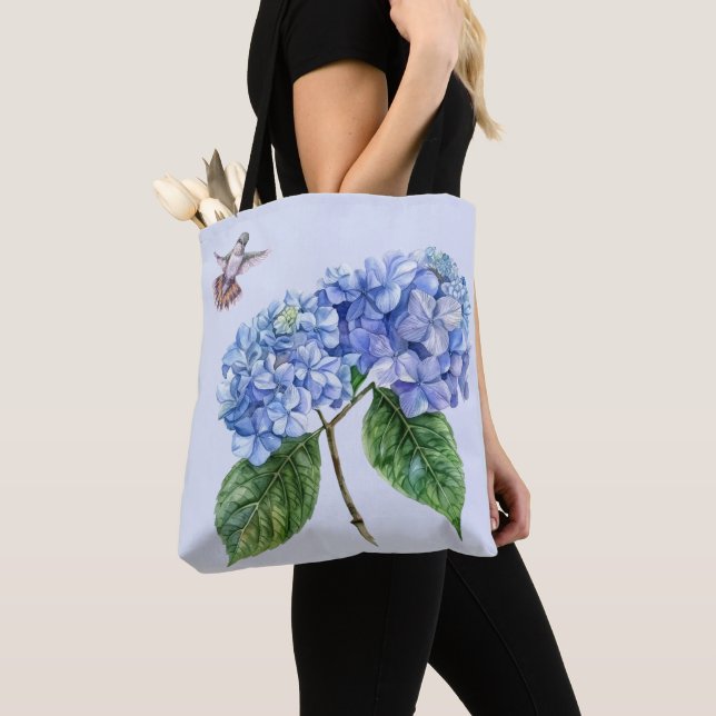 Bolso De Tela Hummingbird e Hydrangea (Detalle)