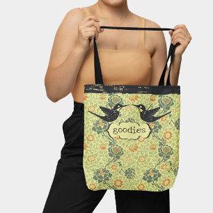 Bolso De Tela Hummingbird floral estilo William Morris