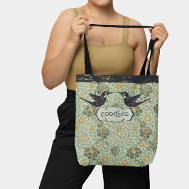 Bolso De Tela Hummingbird floral estilo William Morris