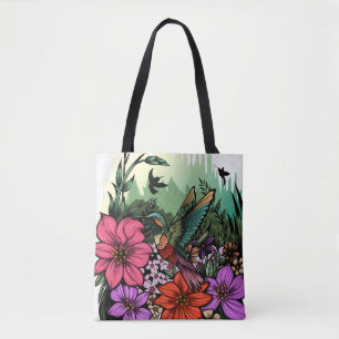 Bolso De Tela Hummingbird Garden