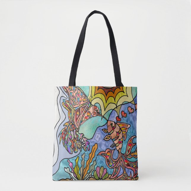 Bolso De Tela Hummingbird Goldfish Reflation Fantasy Art Tote (Anverso)
