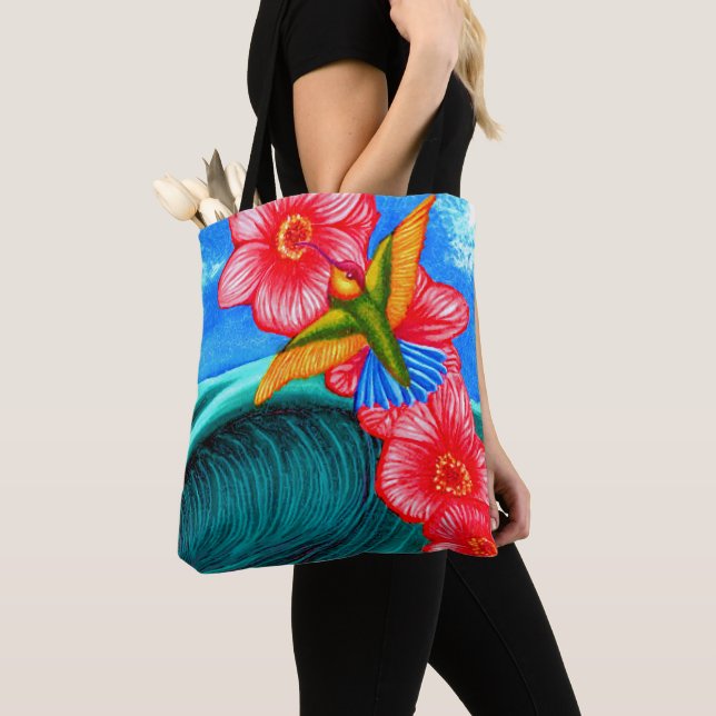 Bolso De Tela Hummingbird Ocean (Detalle)