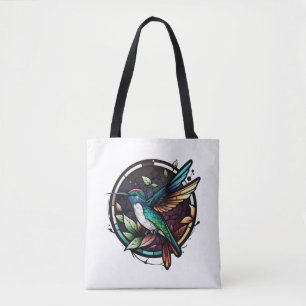 Bolso De Tela Hummingbird Retrato Animal de Cristal Manchado