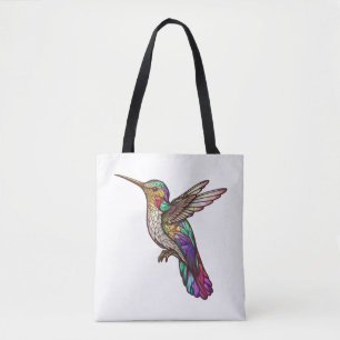 Bolso De Tela Hummingbird Retrato Animal de Cristal Manchado