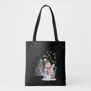 Bolso De Tela Hummingbird Snowman Feliz Navidad