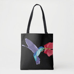 Bolso De Tela Hummingbird y rojo hibiscus Colorful