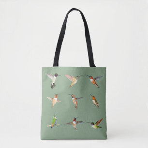 Bolso De Tela Hummingbirds verde oscuro de América del Norte
