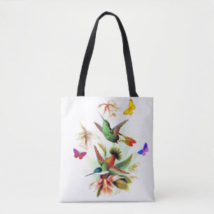 Bolso De Tela Hummingbirds y mariposas vintage