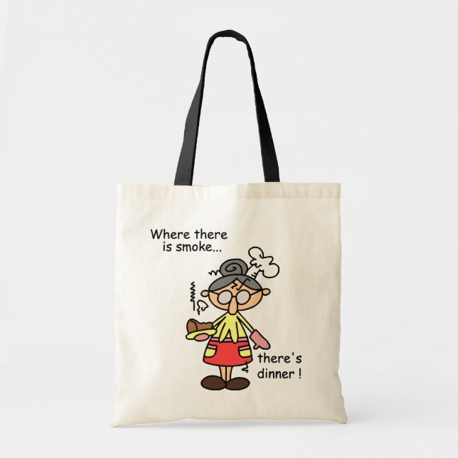 Bolso De Tela Humo y camisetas y regalos de la cena (Frente)