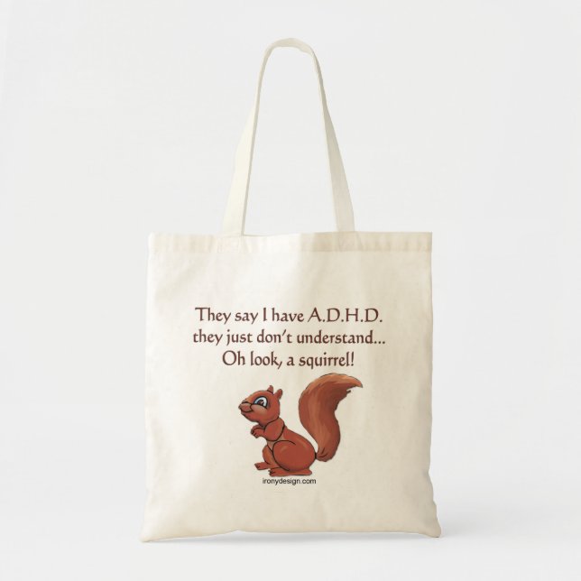 Bolso De Tela Humor de la ardilla de ADHD (Frente)