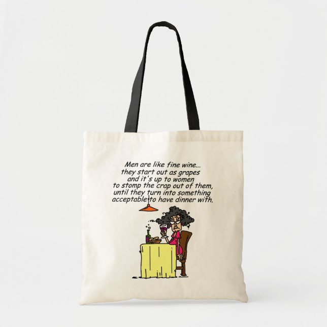 Bolso De Tela Humor de vino masculino y fino (Frente)